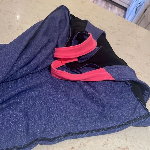 LUCY halter athletic tank top SZ XXL shimmer blue with neon pink straps SZ XL - Picture 15 of 15